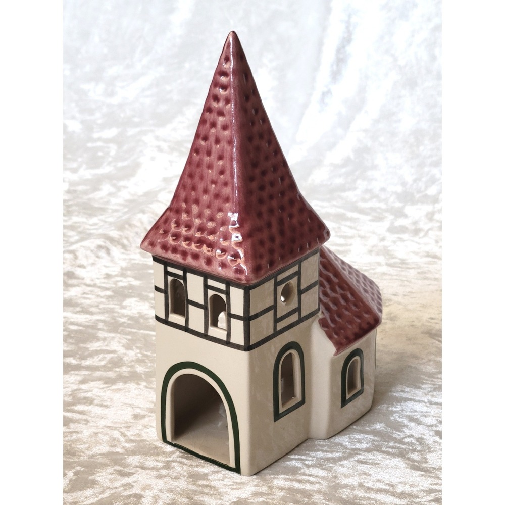 Ursula Leyk Lichthaus church Ceramic Candle House Germany signed Vtg tealight